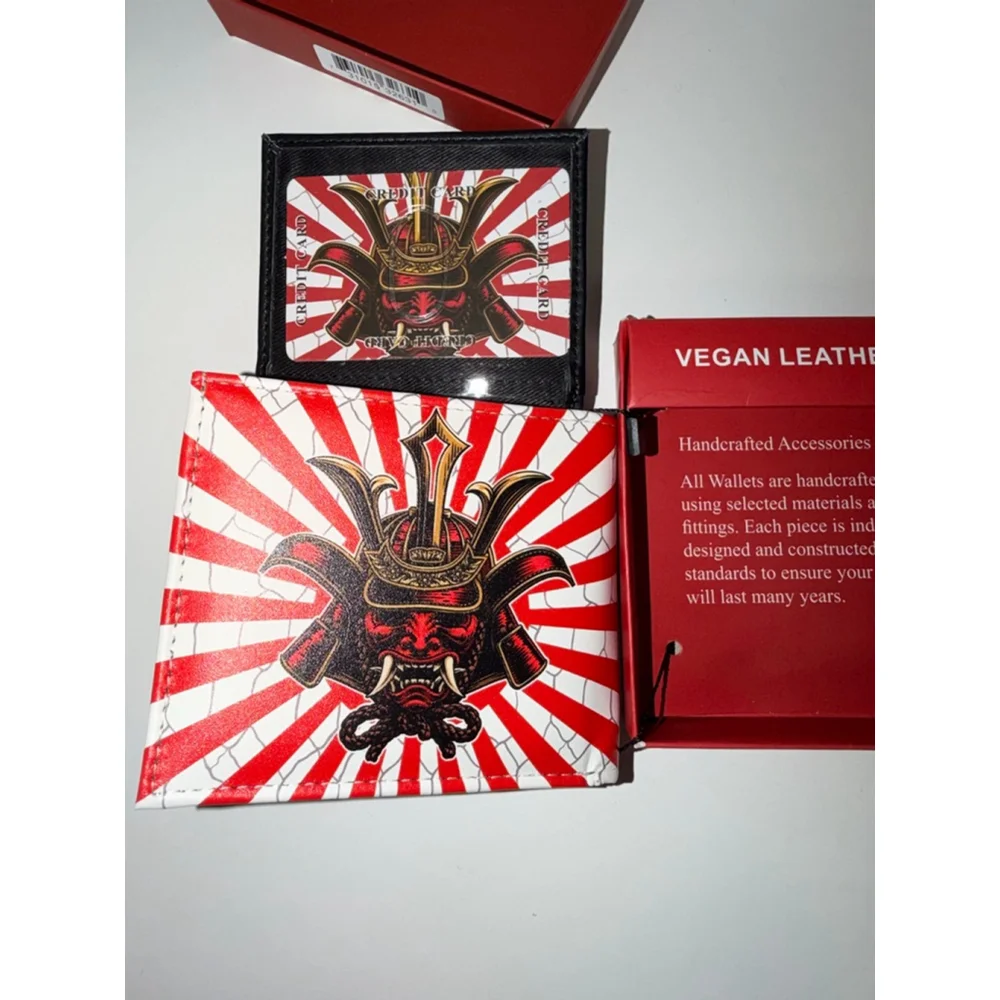 Men's Samurai Demon Vegan Leather Wallet One Size Red White NEW NEW IN PACKAGING